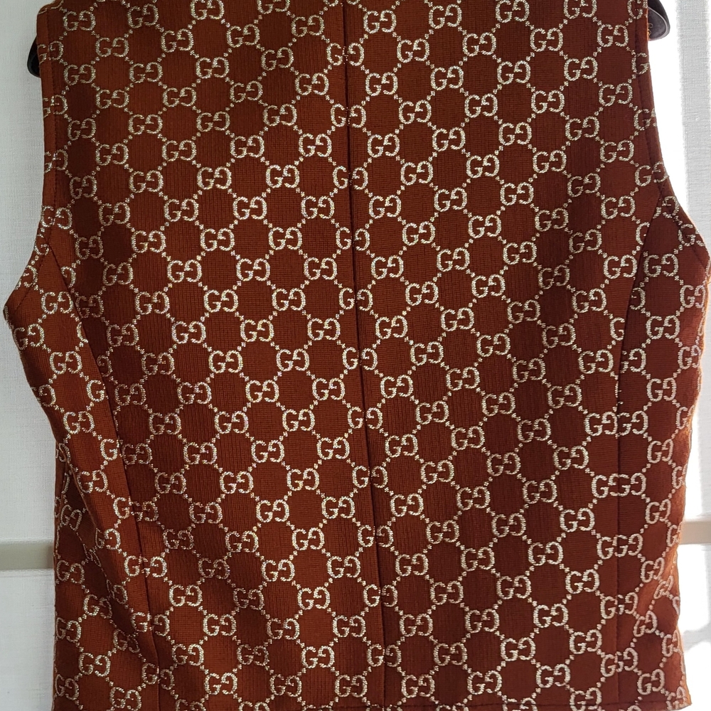 Gucci Brown Monogram Buttoned Vest - image 3